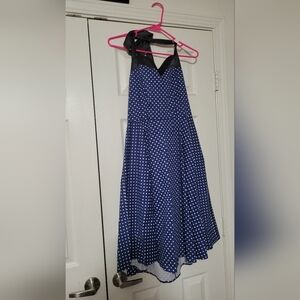 Navy Polka Dot Rockabilly Dress